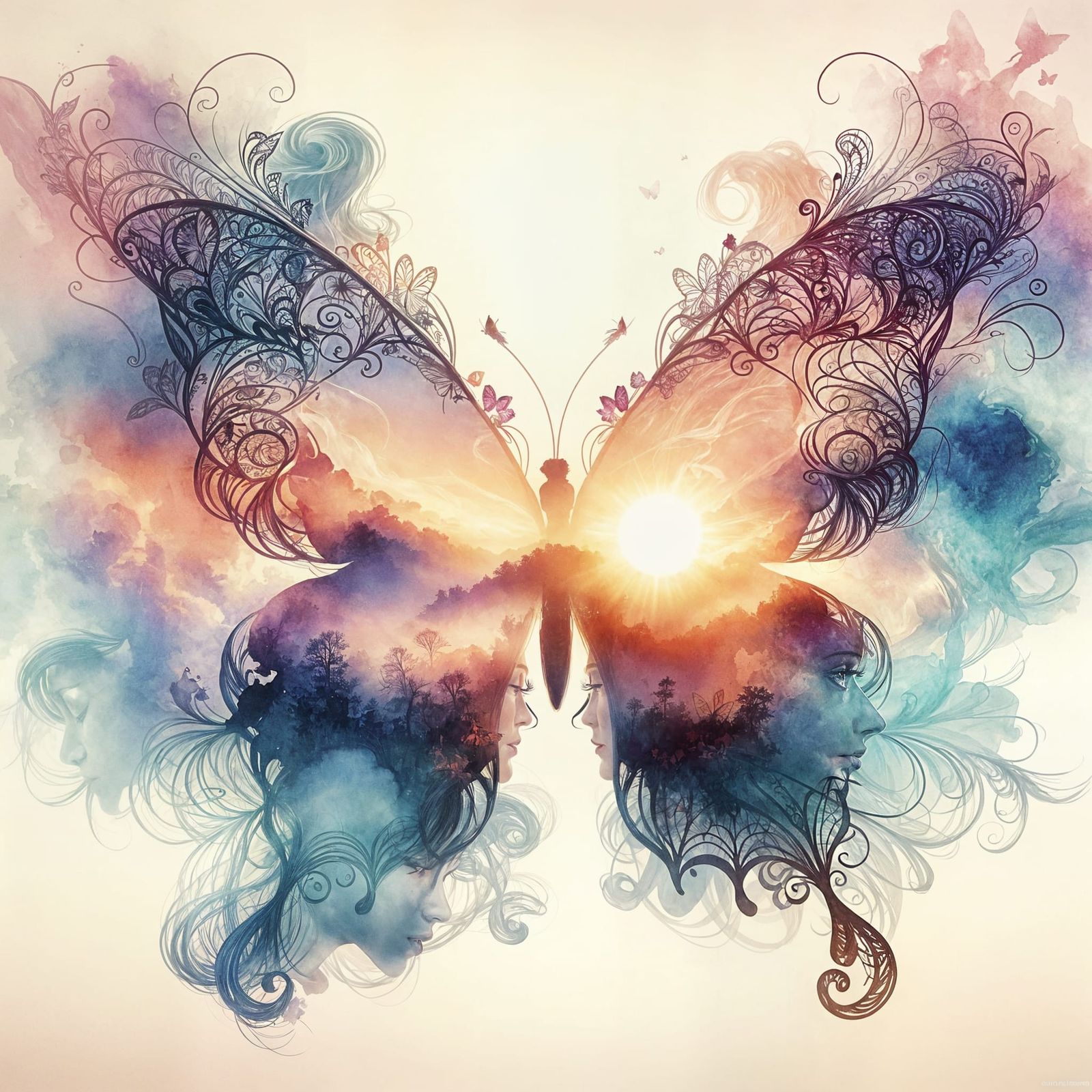 Dreamy Sunrise Butterfly Digital Art
