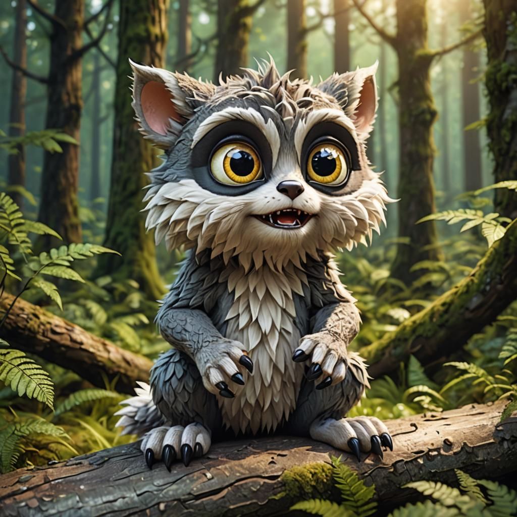 Friendly Furry Cryptid in Forest: 3D Render