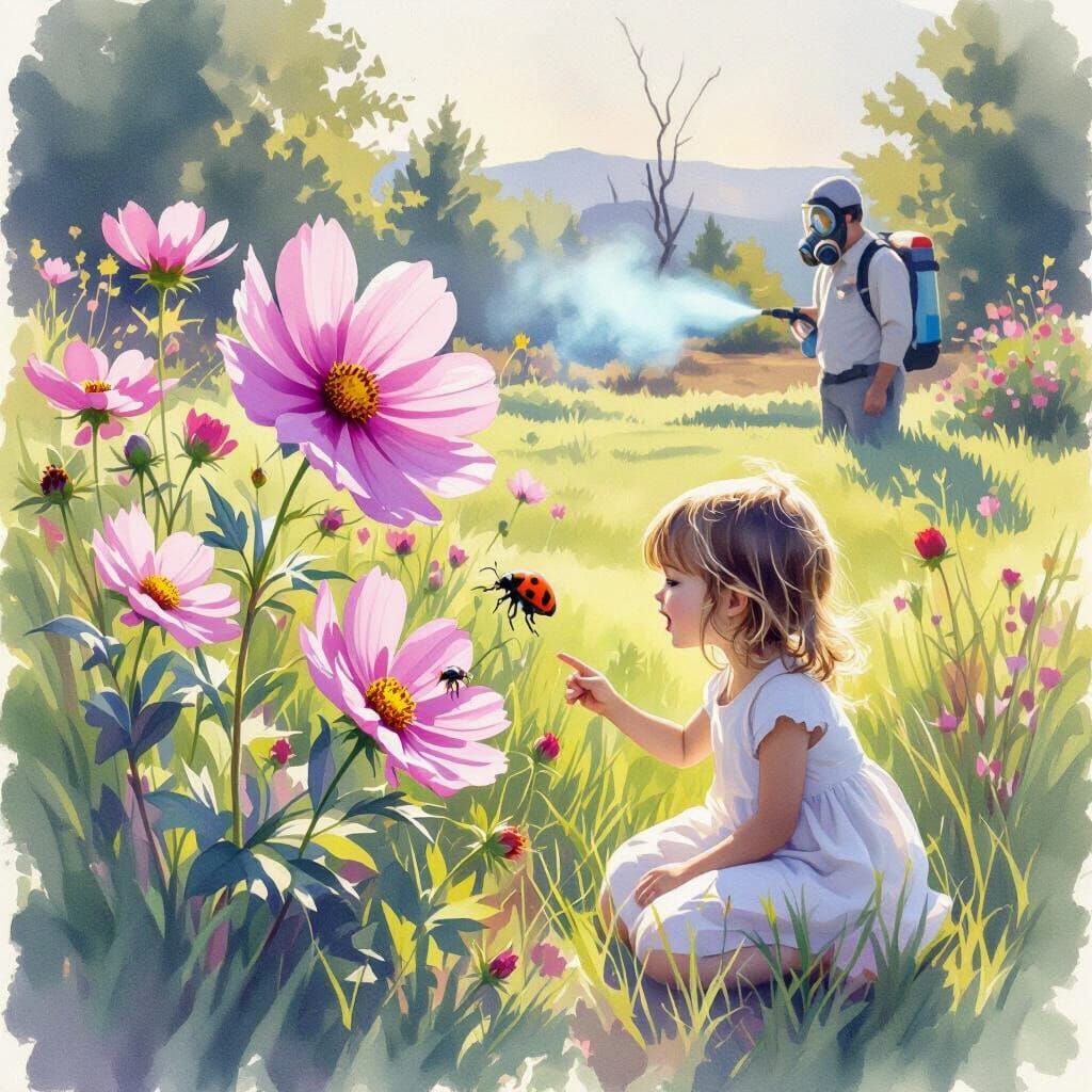 Girl's Garden Wonder Amidst Pesticide Threat