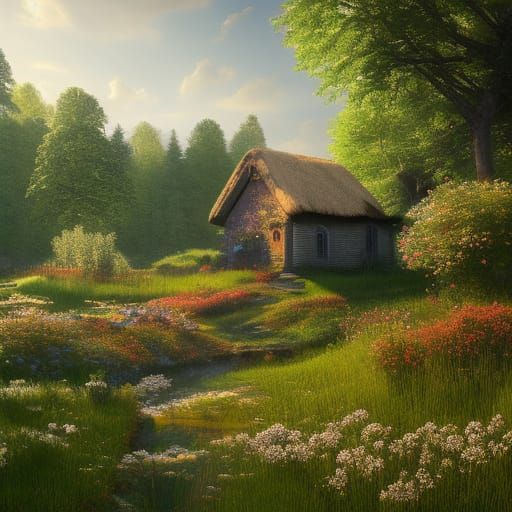 Idyllic Village Scene in Baroque Style