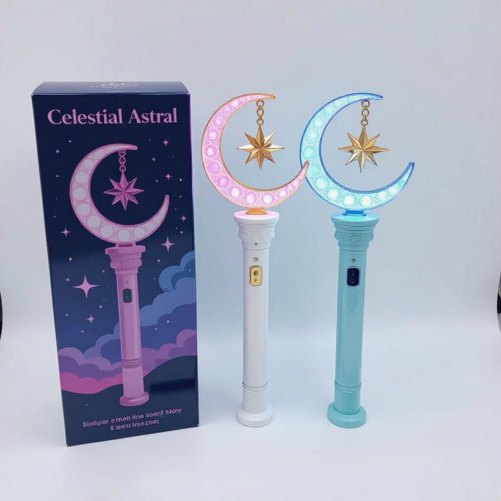 Celestial Astral K-Pop Lightstick with Moon and Star