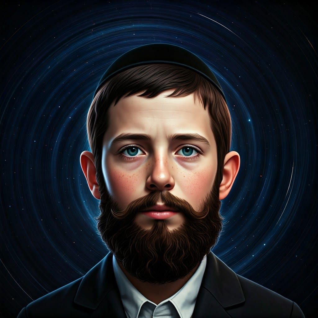 Young Hasidic Boy Dissolves into Cosmic Vortex