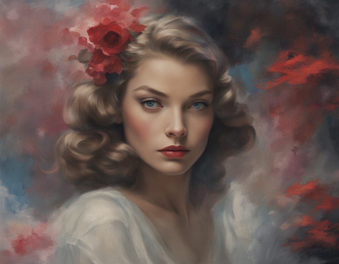 Vintage Movie Poster Portrait in Impasto Style