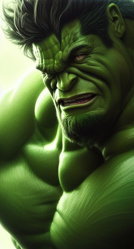 Celestial Hulk Portrait with Mandelbroccoli Skin