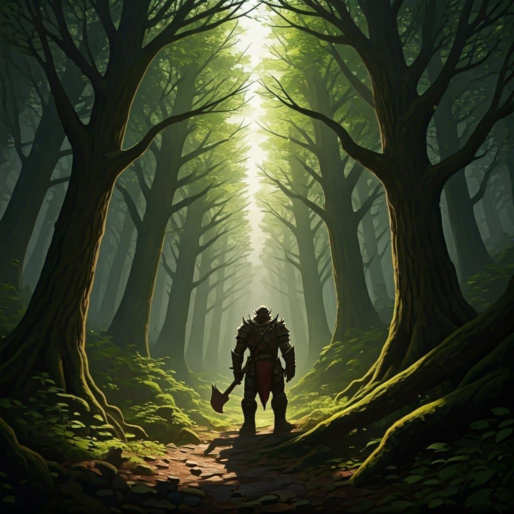 Orc in Mystical Forest, Dark Fantasy Style