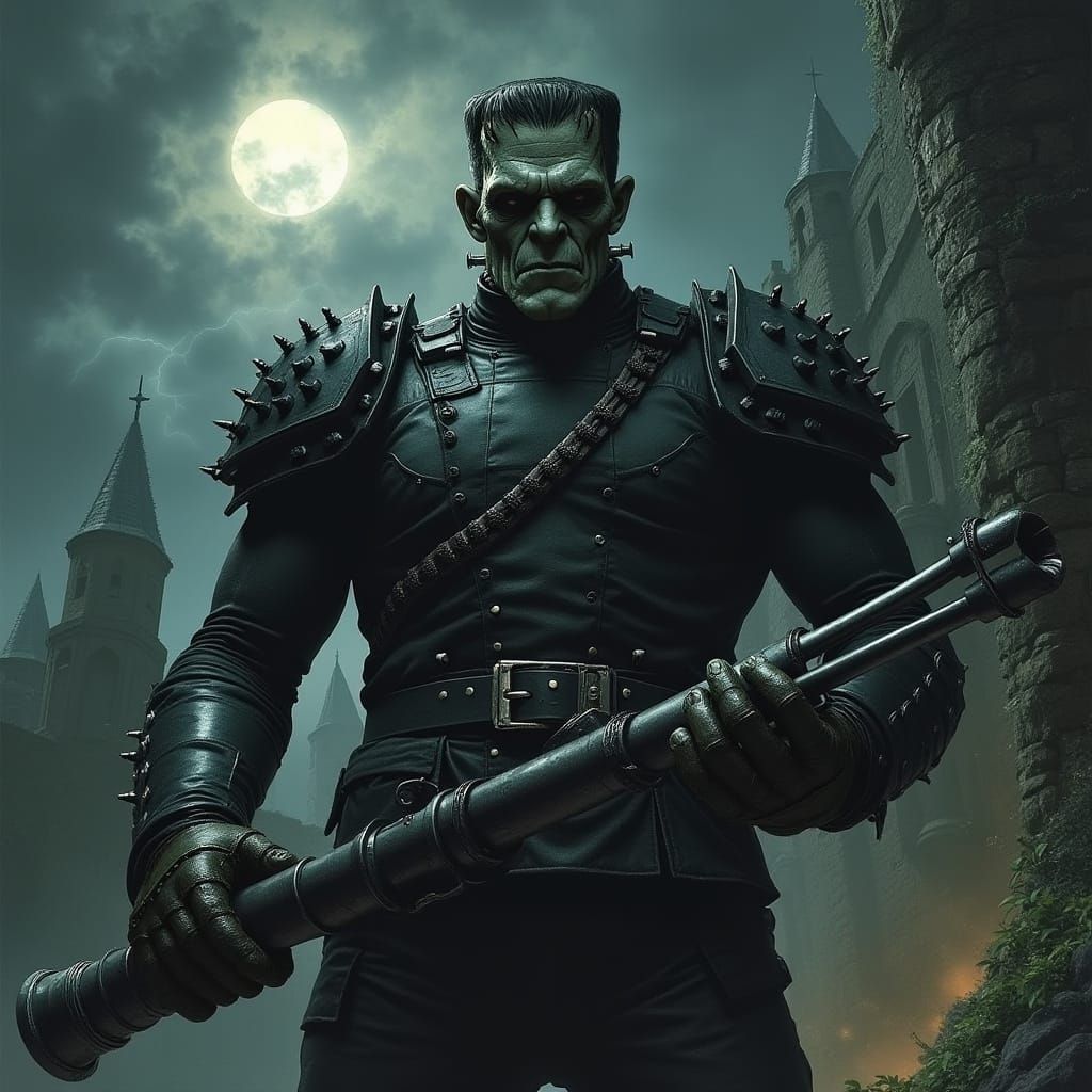 Gothic Frankenstein's Monster Wields Bazooka in Dark Castle ...