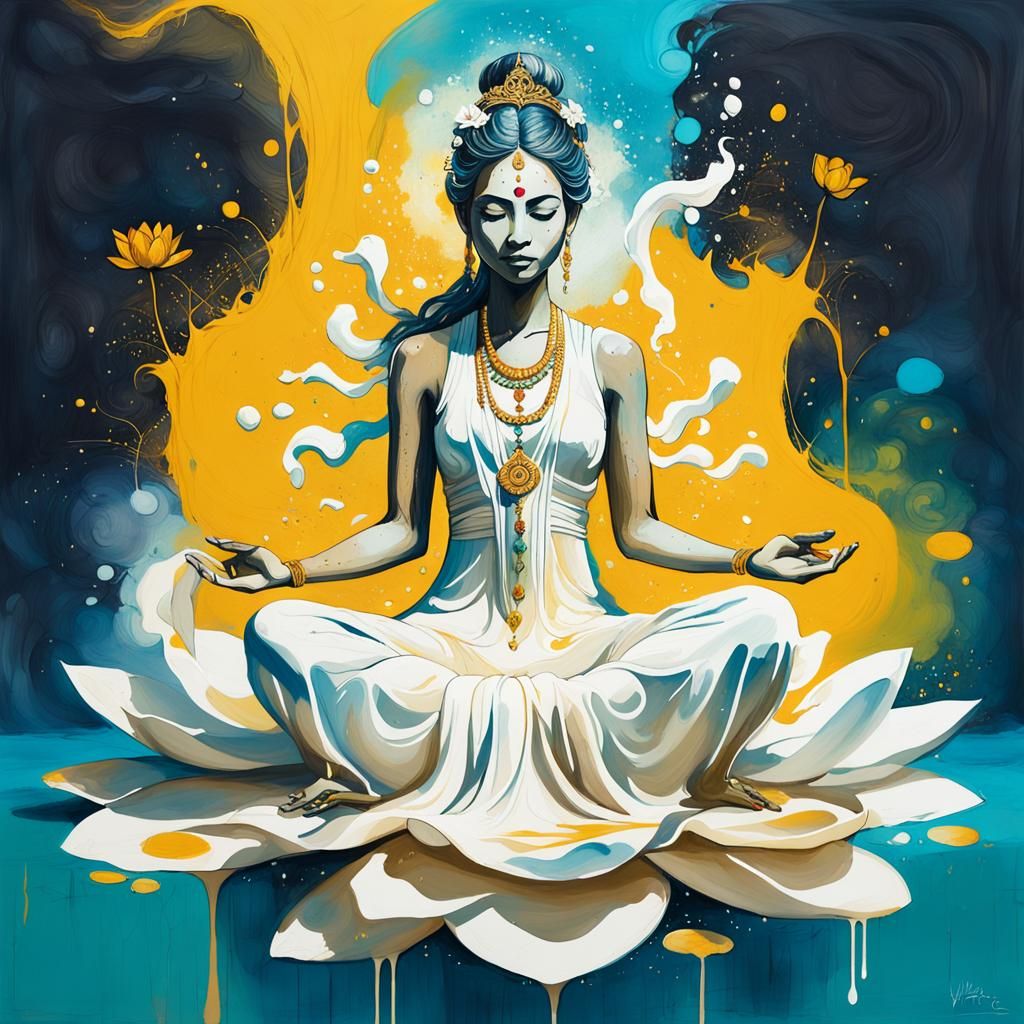 Majestic Goddess Meditating on Milk: Speed Paint