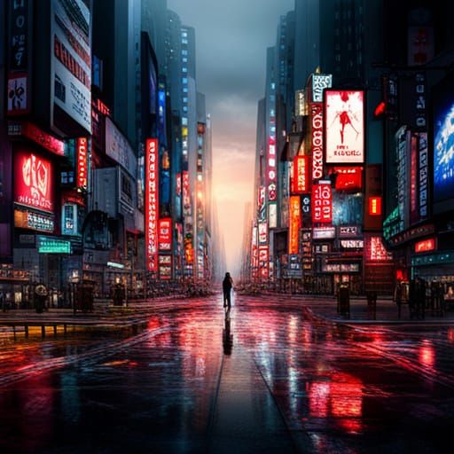 Dramatic Tokyo Scene in Digital Matte Painting
