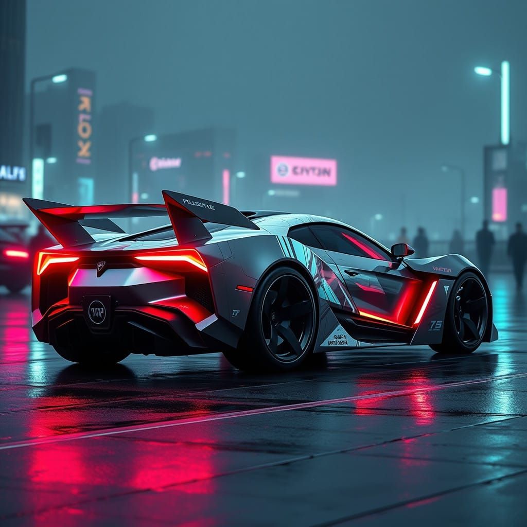 Cyberpunk 2077 Inspired Angular Hybrid Vehicle