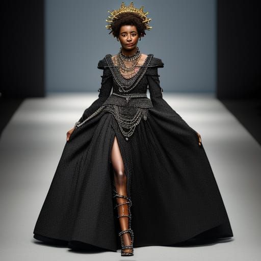 Chain Maiden on Catwalk in Chain Dress