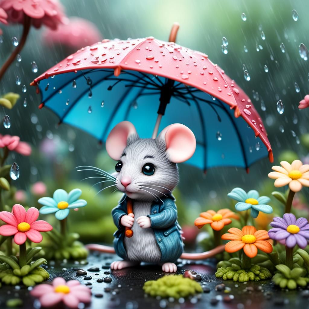 Little cute mouse🐭☔️