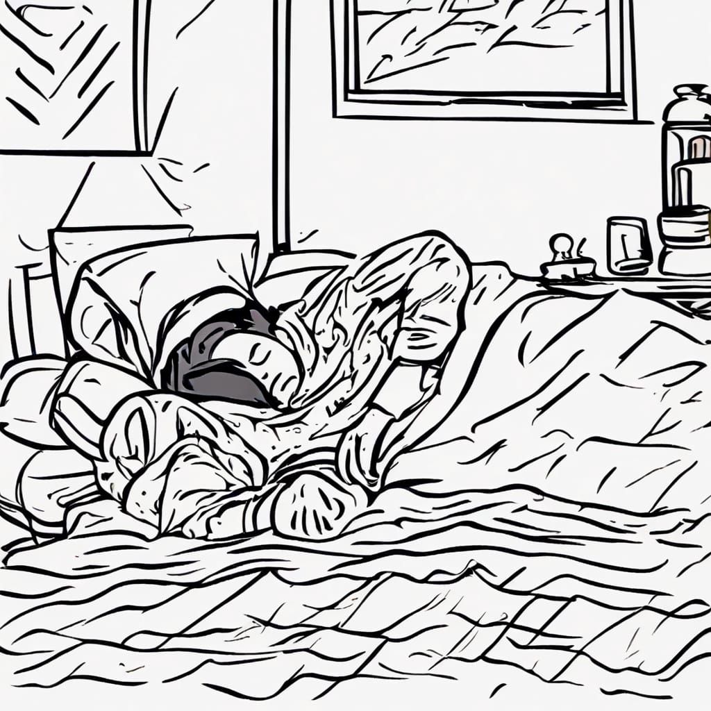 A Person Struggling with Influenza in a Cozy Bedroom
