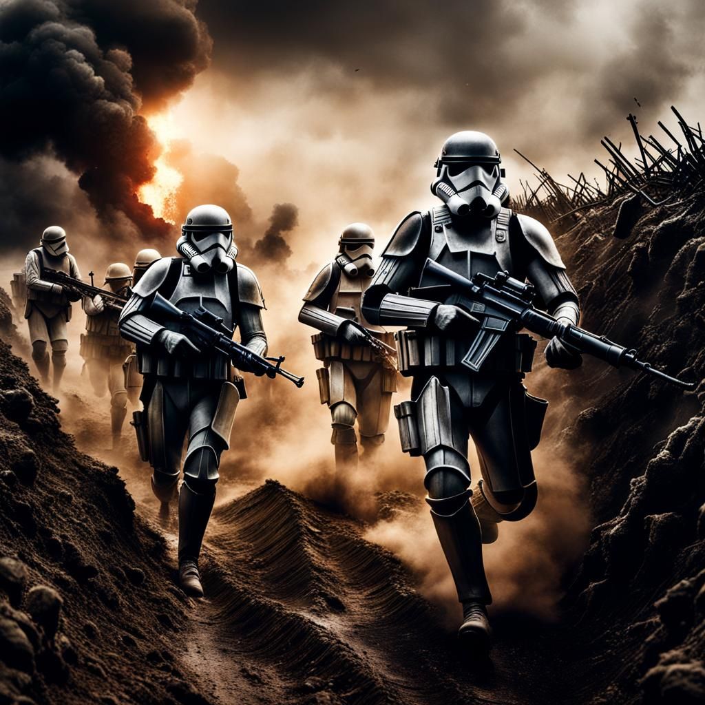 Stormtroopers Advance Through Trenches: Cinematic Digital Ar...