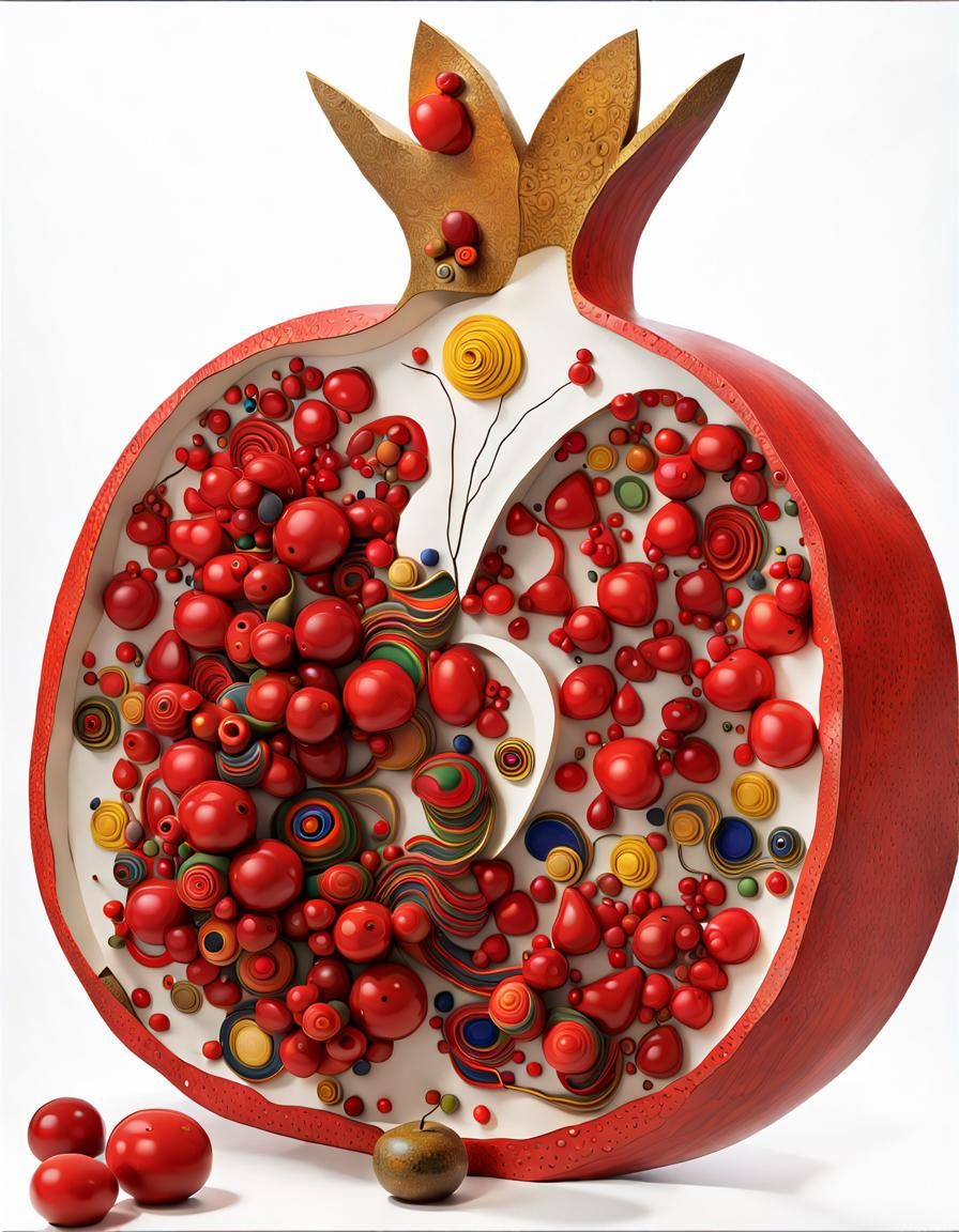 Abstract Grenade Sculpture with Zen Sun, Miro Inspired