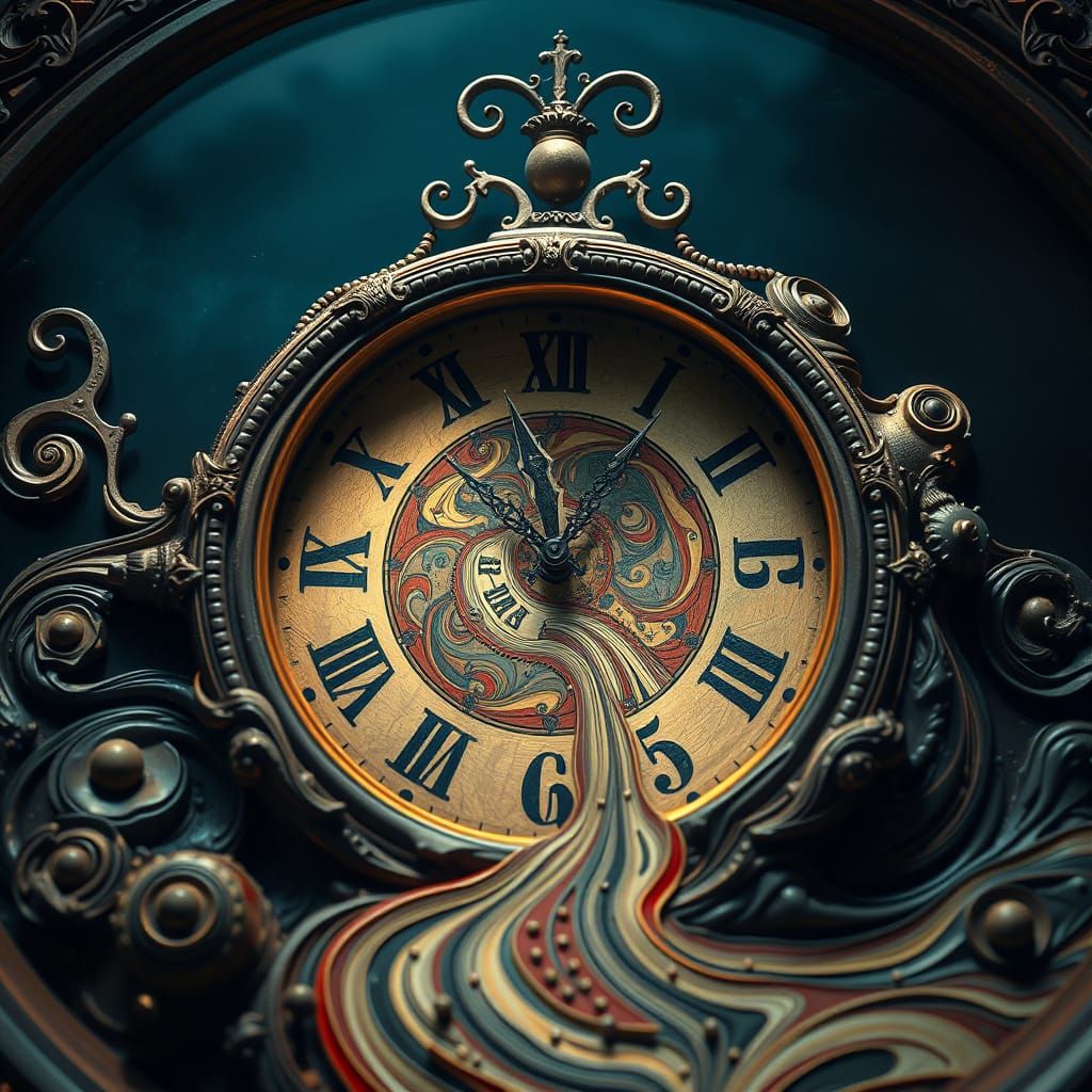 Psychedelic Melting Clock in Salvador Dali Style