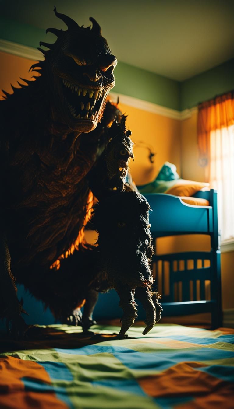 Terrifying Monster Emerges from Shadows in Cinematic Style