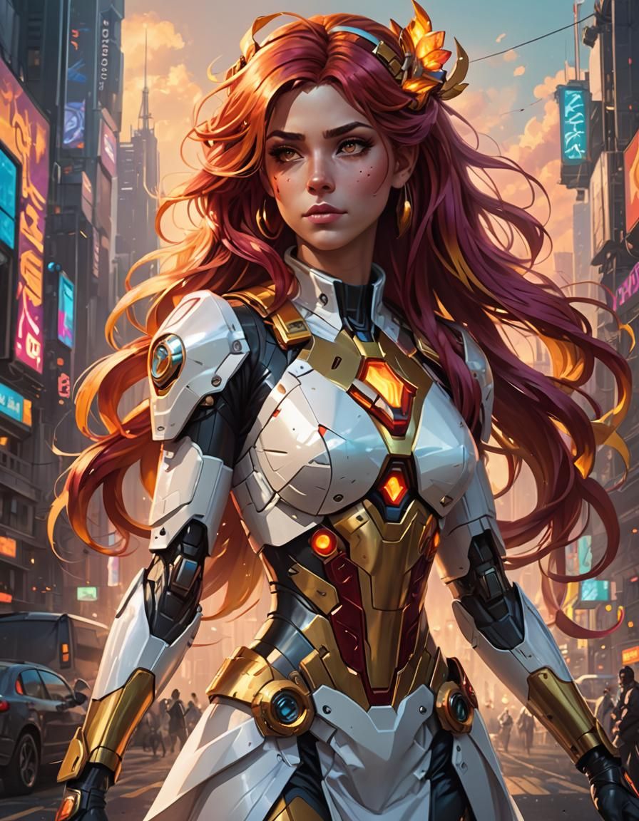 Sunset Shimmer in Cyberpunk Style White Dress