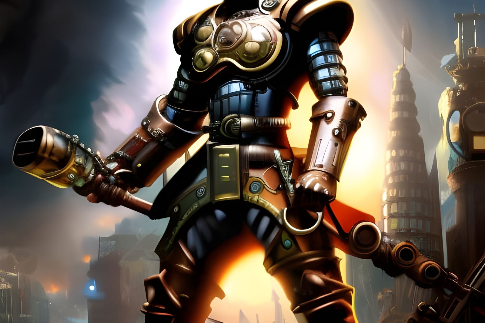Steampunk Robot Ninja in Fantasy Armor