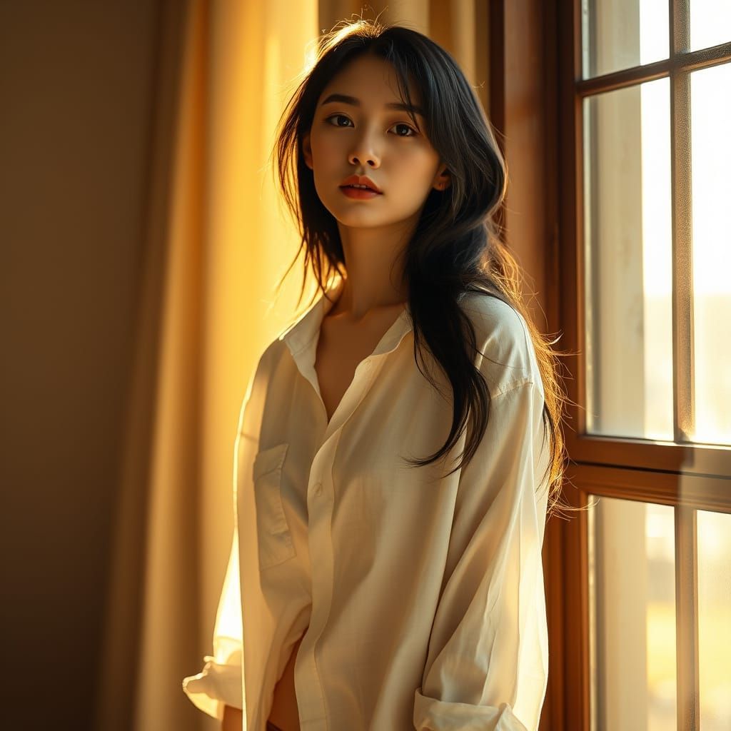 Intimate Morning Portrait of a Chinese Woman in Soft Focus