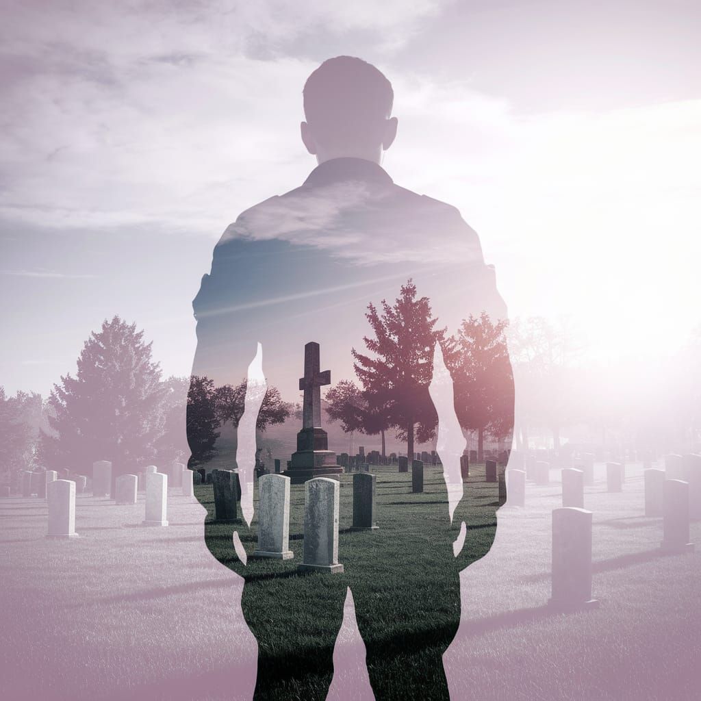 Soldier's Elegy in Double Exposure Style