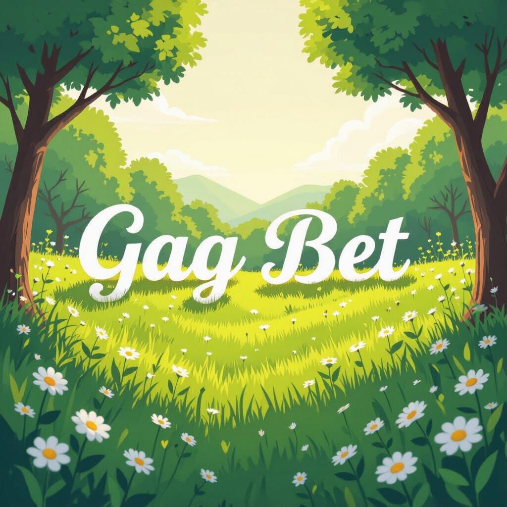 Serene Meadow with 'gag bet' in Whimsical Style