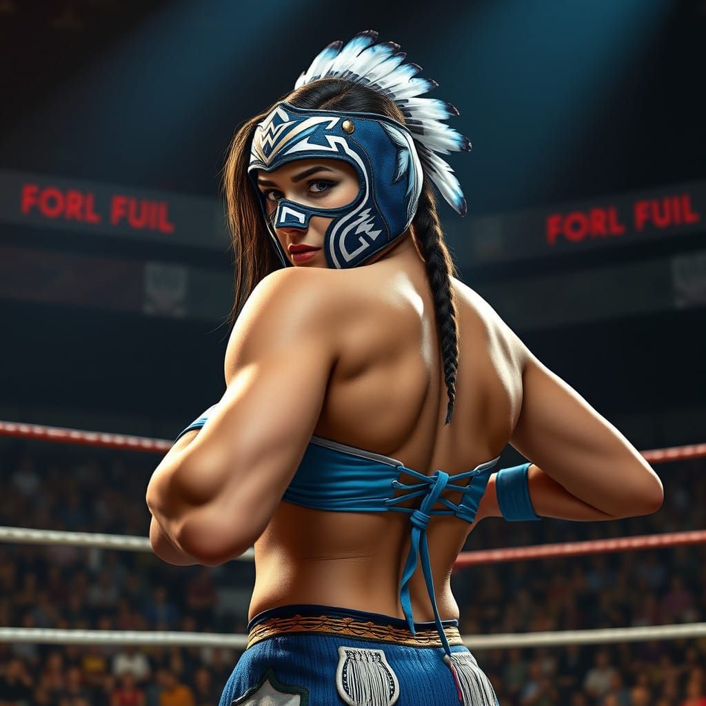 Blue and White Cheyenne Luchadora Wrestler Unveils Determine...