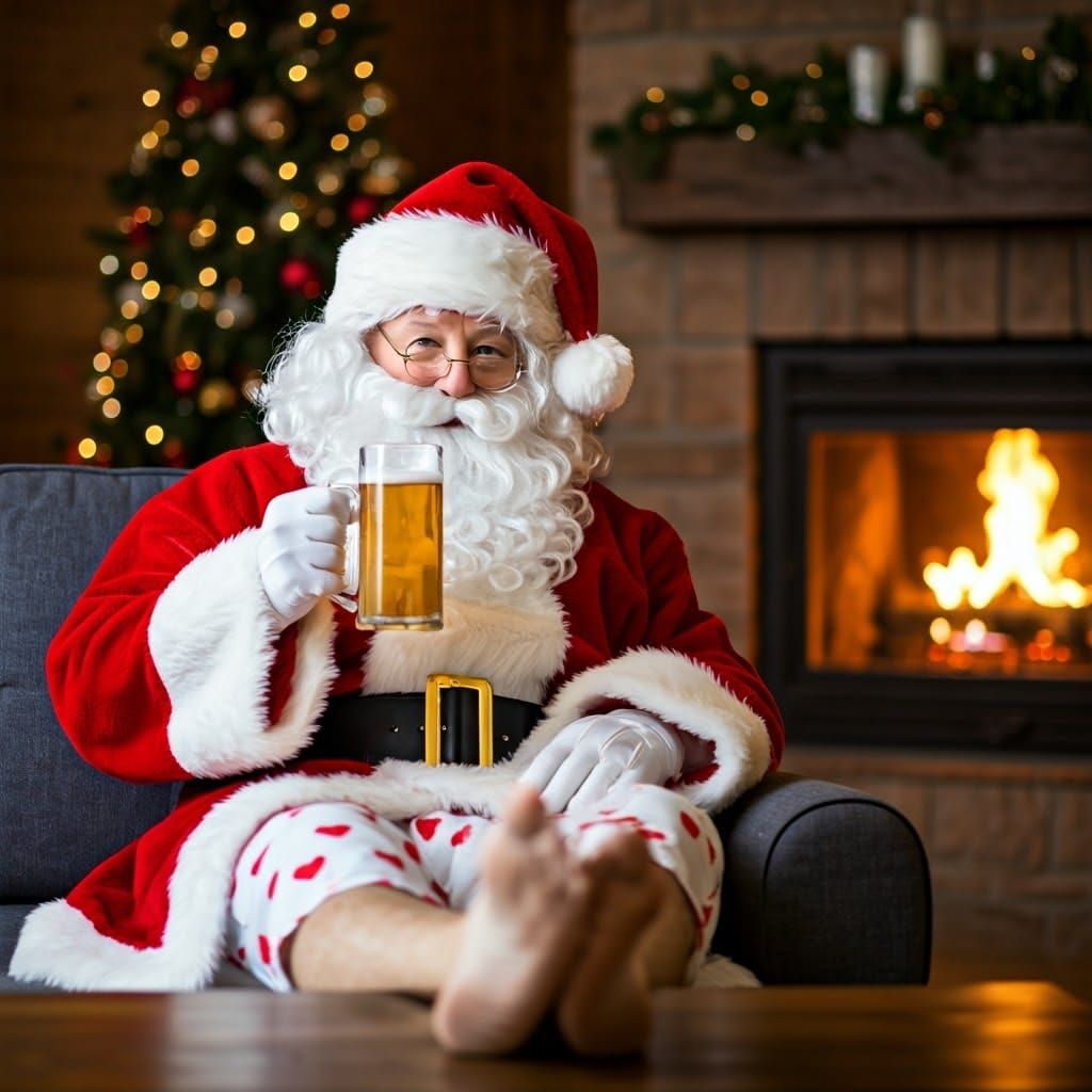Santa Claus Lounging at Home, Professional Photography
