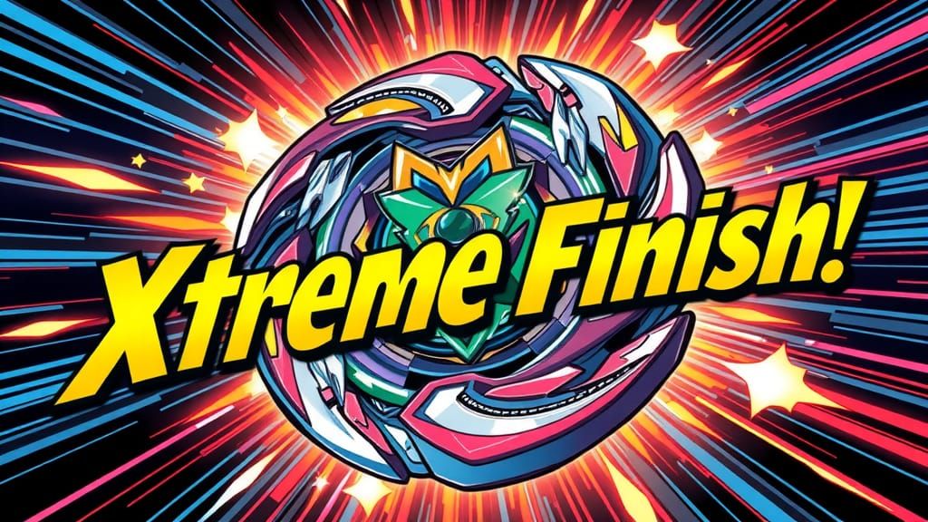 Cartoon Beyblade with Xtreme Finish in Anime Style