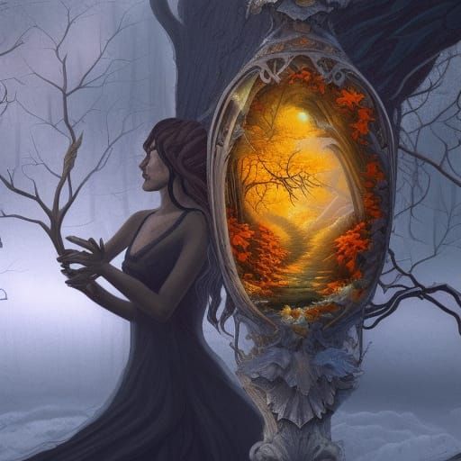 Autumn and Winter Hourglass Fantasy Concept Art