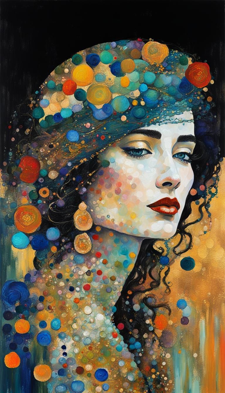 Klimt-Inspired Modern Impressionist Woman's Face
