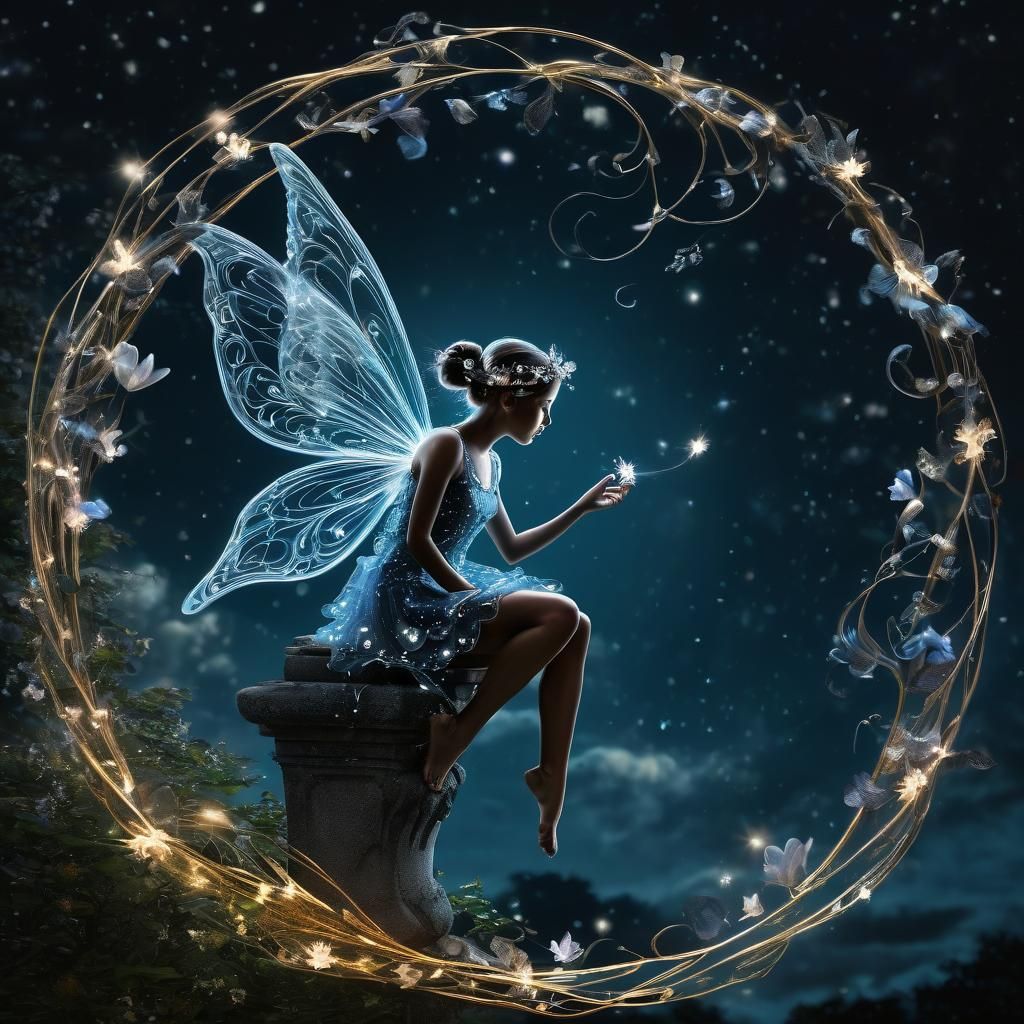Ethereal Fairy in a Magical Moonlit Scene