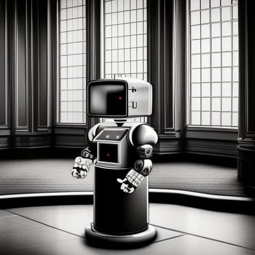 Hyperrealistic Robot Butler in Mansion