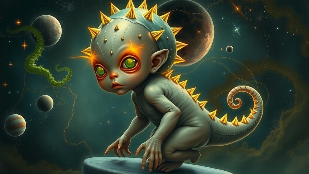 Creepy Infant with Spines and Scorpion Tail