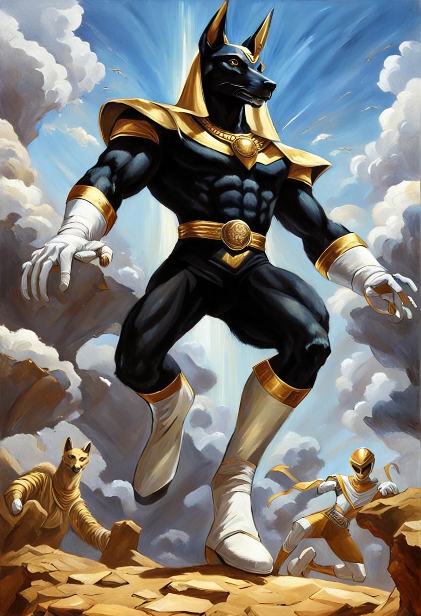 Anubis Jackal Pharaoh in Oil Painting Style