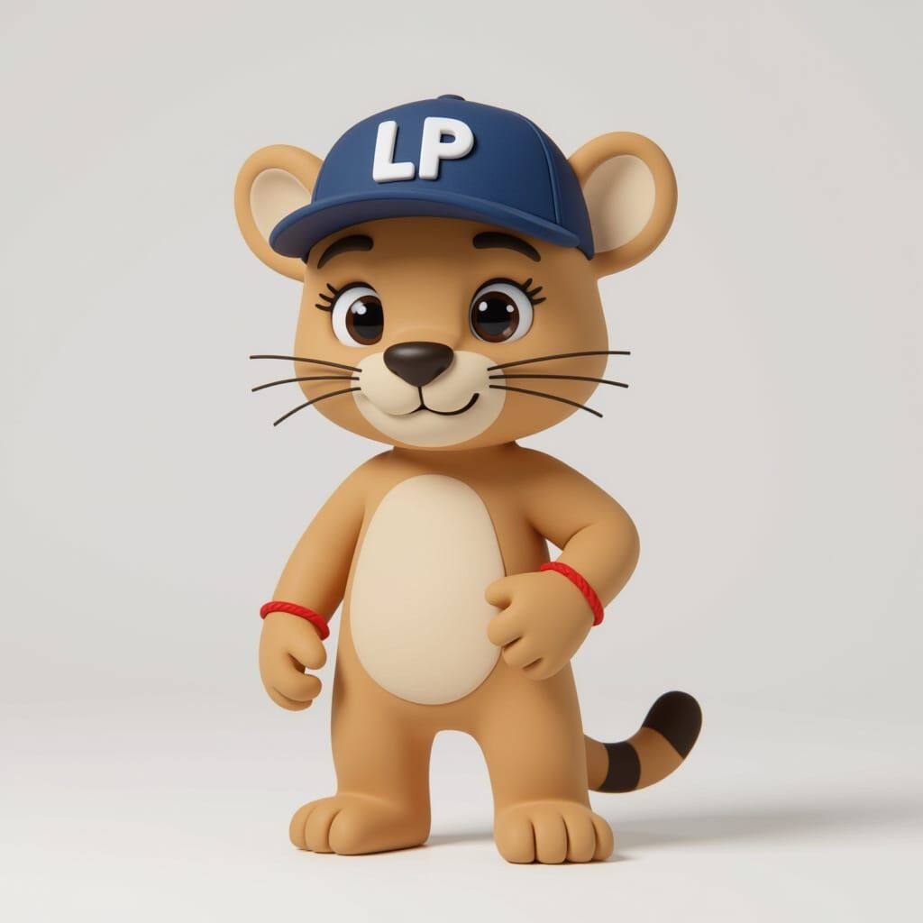 Pocoyo Style Baby Puma Character Design with Clay Texture