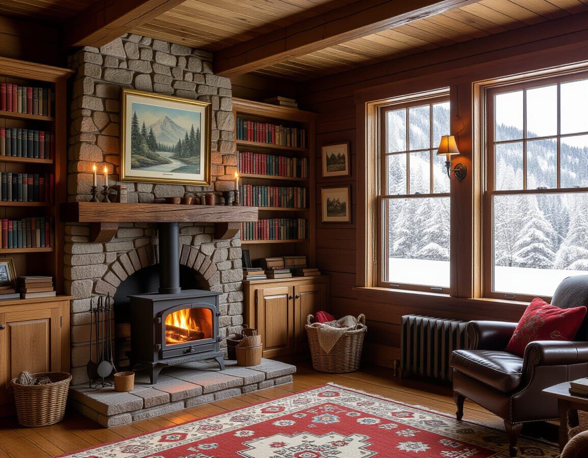 Cozy Cabin Interior in Romantic Style