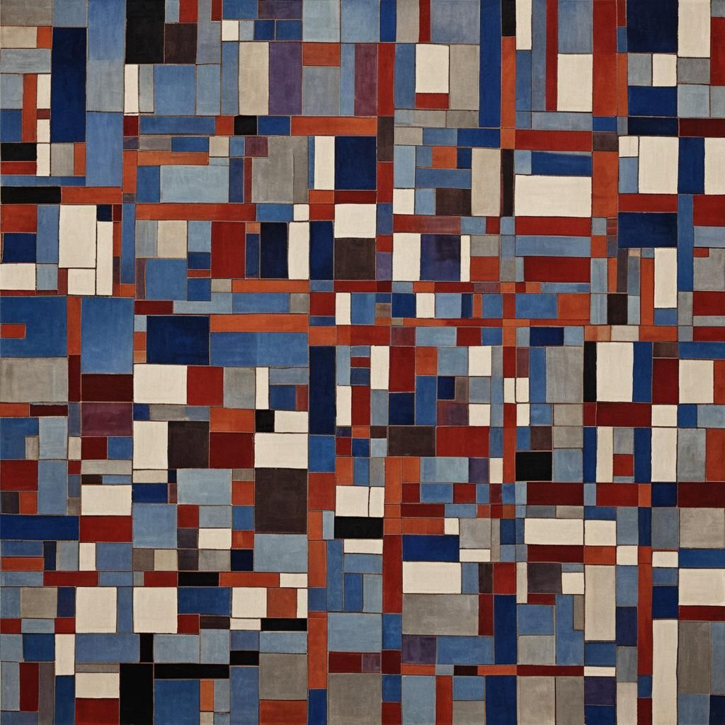 Abstract Rug in Mondrian and Richter Style