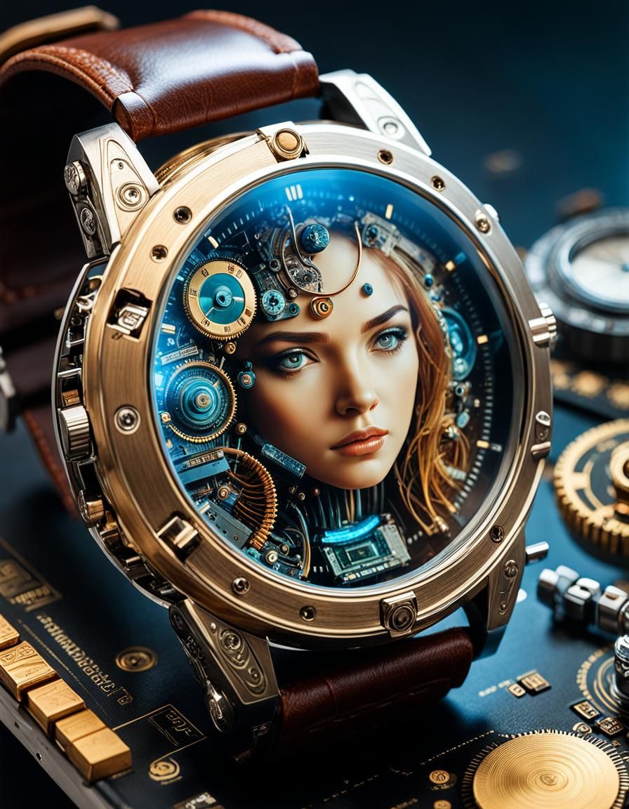 Sci-Fi AI Wristwatch with Gaussian Electromagnetism