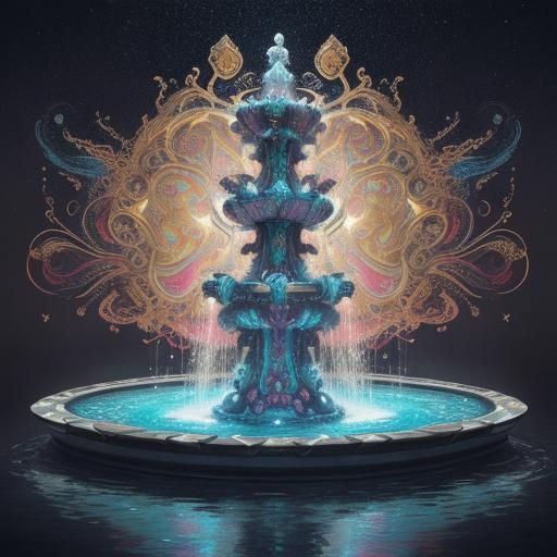 Cosmic Galactic Fountain in Graffiti Art Style