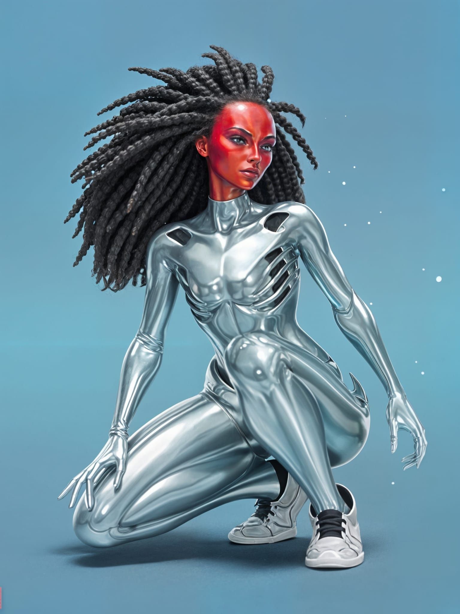 Surreal Alien Goddess in Galaxy Background