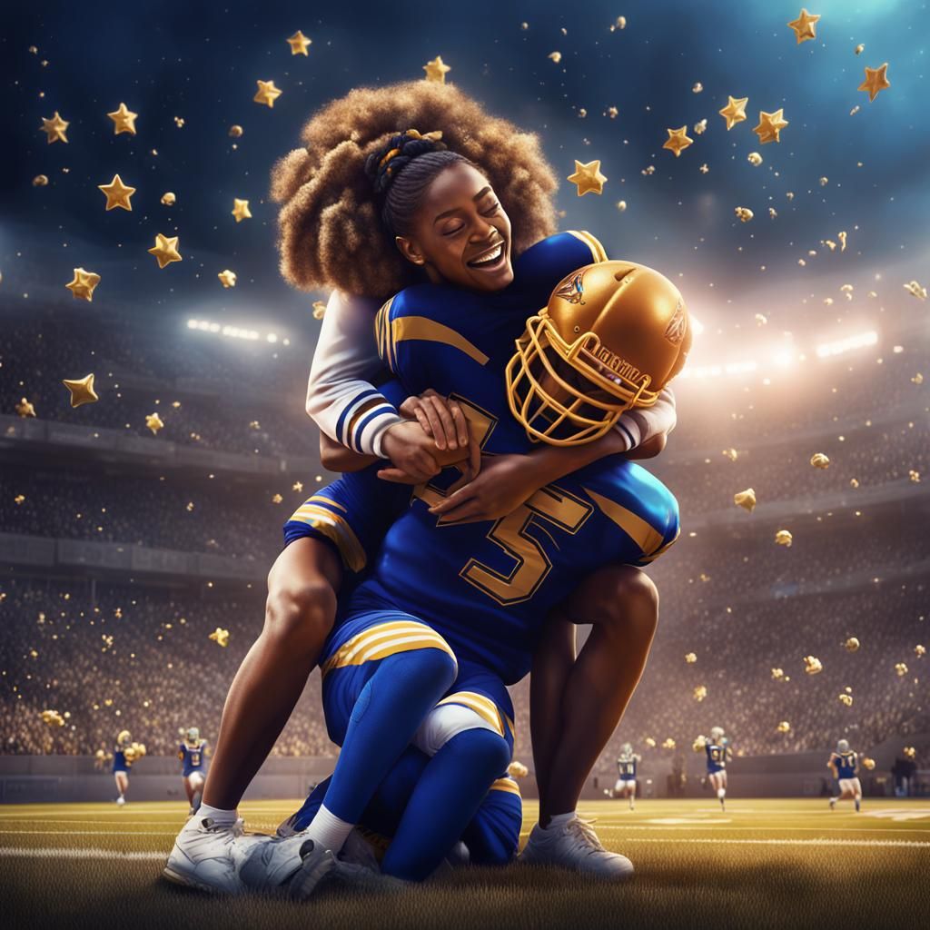 Cheerleader Crying in Football Player's Arms