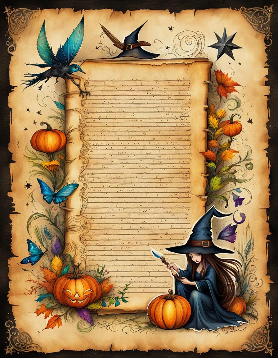 Magical Book with Art Supplies in Colorful Illustration