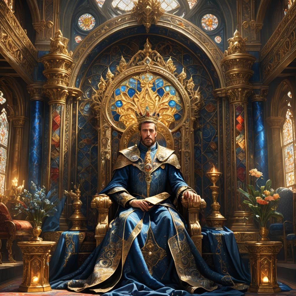 Majestic Monarch in Opulent Throne Room