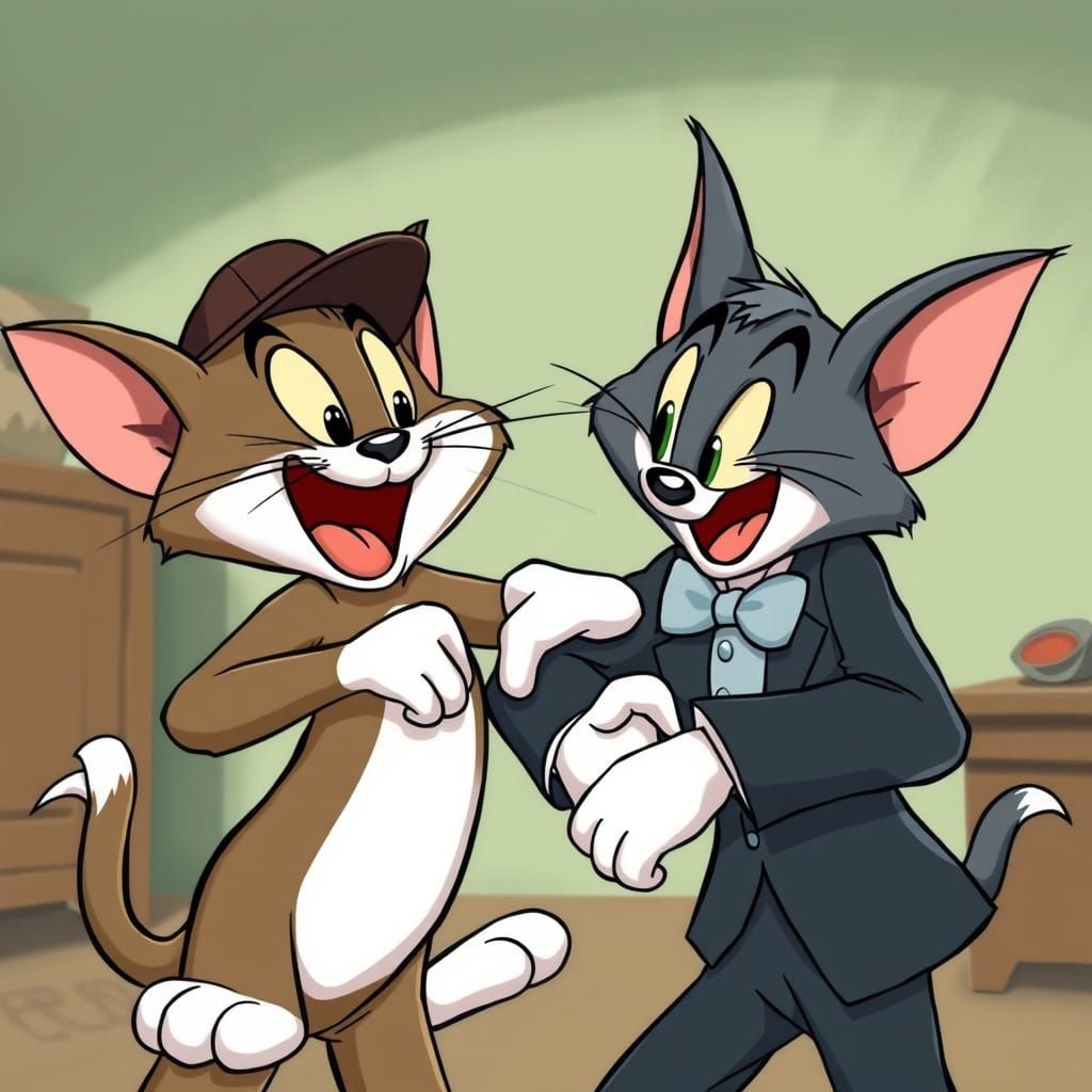 Tom and Jerry as Humans in 1940s Cartoon