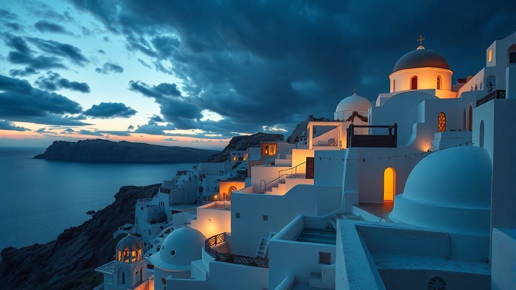 Santorini Landscape in Hyperrealistic HDR