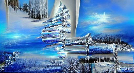 Silver Blue Icicles in Winter Concept Art