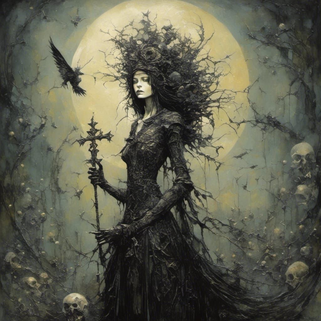 Gothic Sacred Love Illustration in Comic Impasto Style