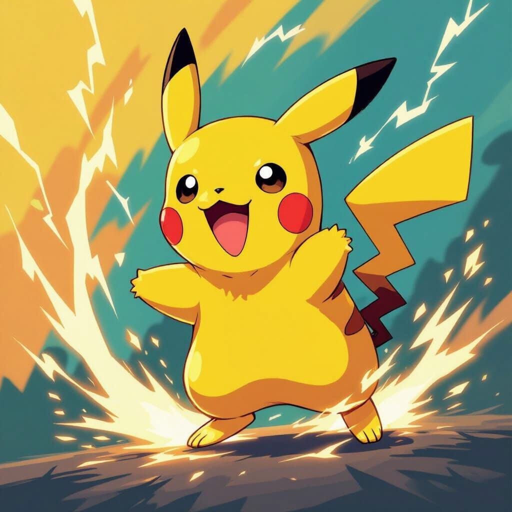 Pikachu's Electric Energy in Anime Style