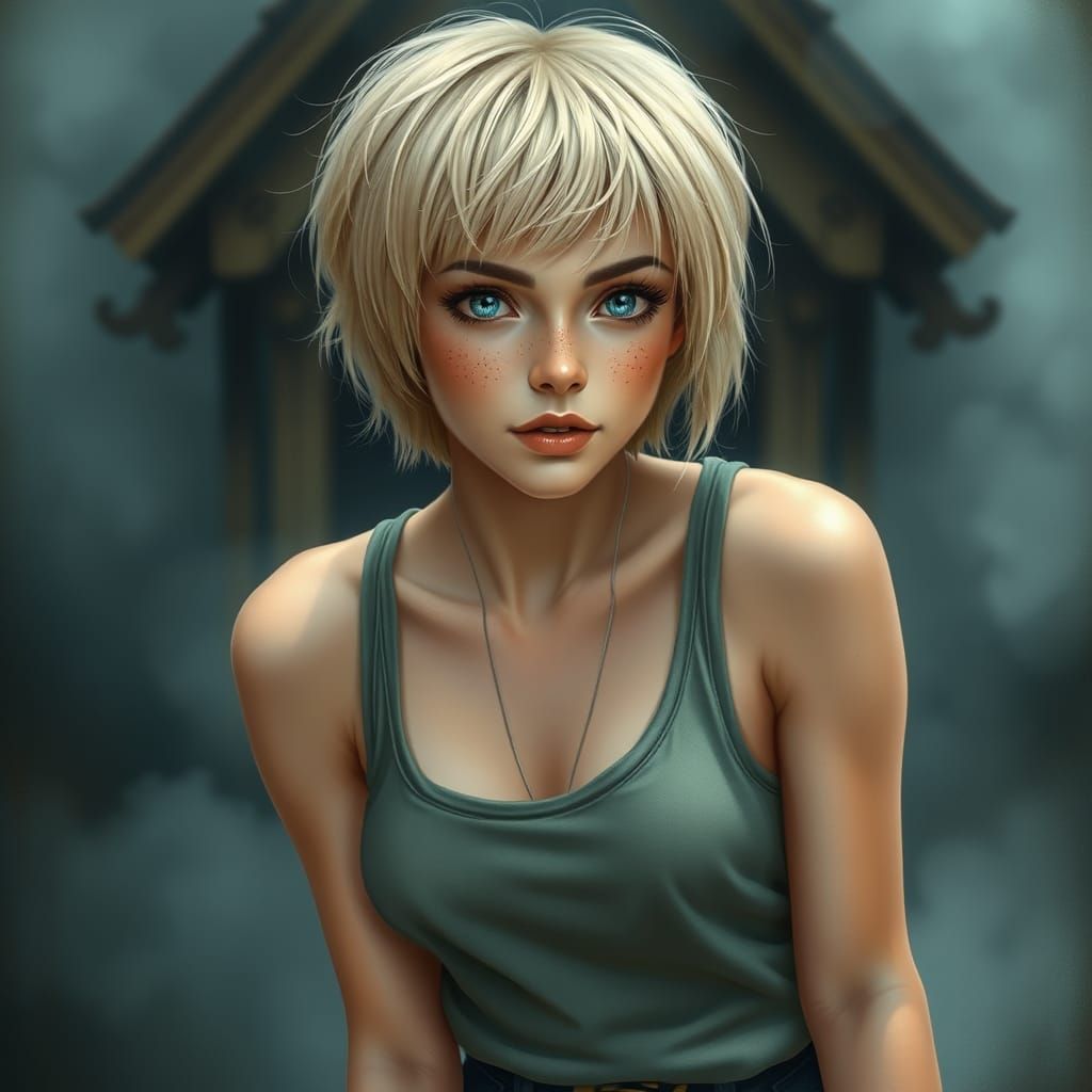 Blonde Woman Portrait in Ethereal Fantasy Style