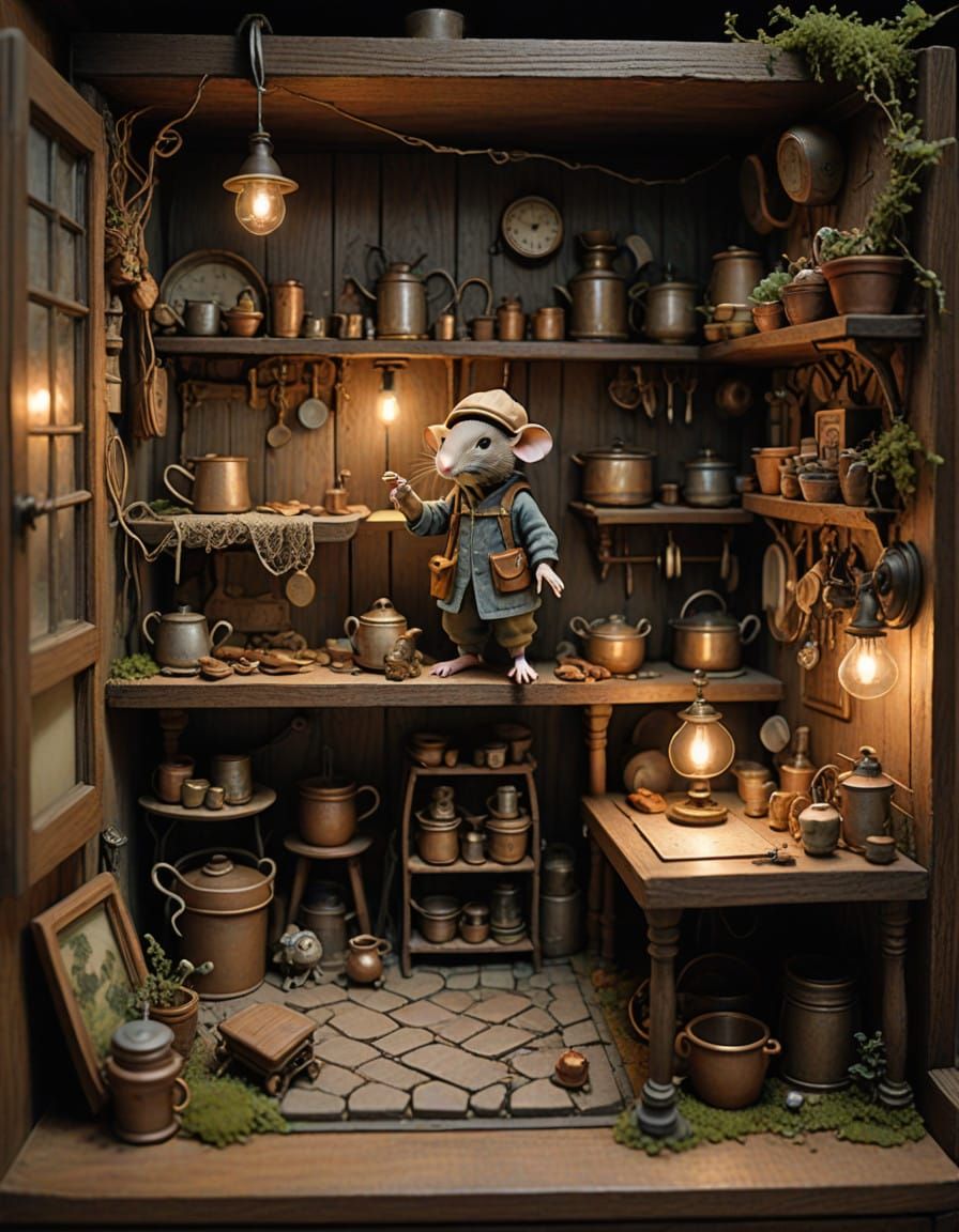 Whimsical Miniature World in Warm Kitchen Nook